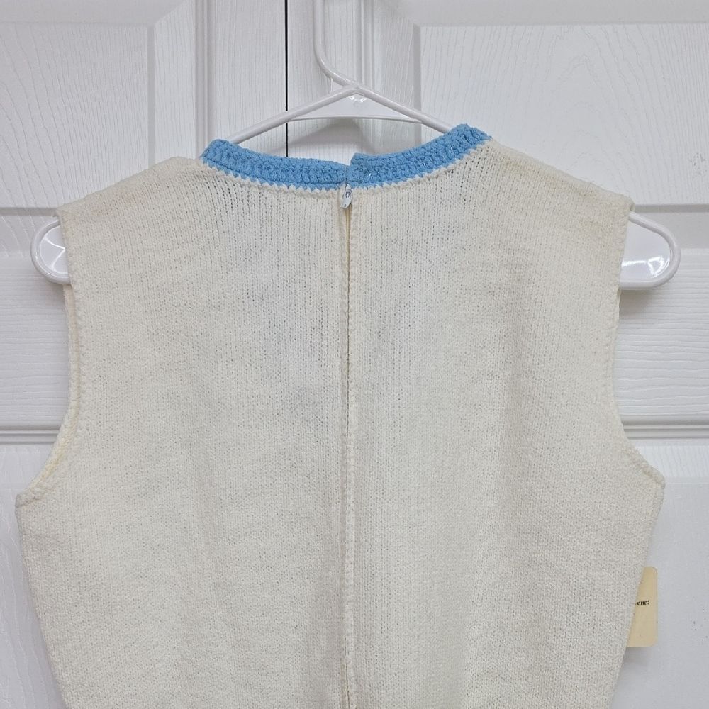 Vintage 1970s Hamton Court Tennis Skirt Cream/White And Blue Pleated Knitted NWT - Picture 7 of 10